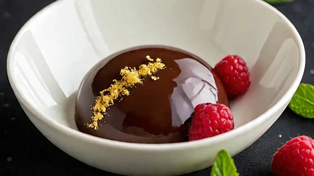 Silky and smooth chocolate ganache with hazelnut cream