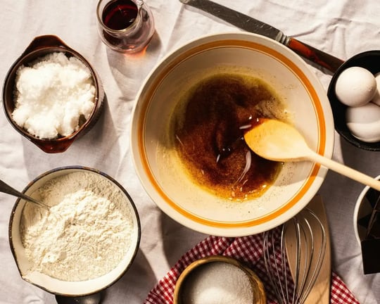 browned butter in a bowl with other ingredients