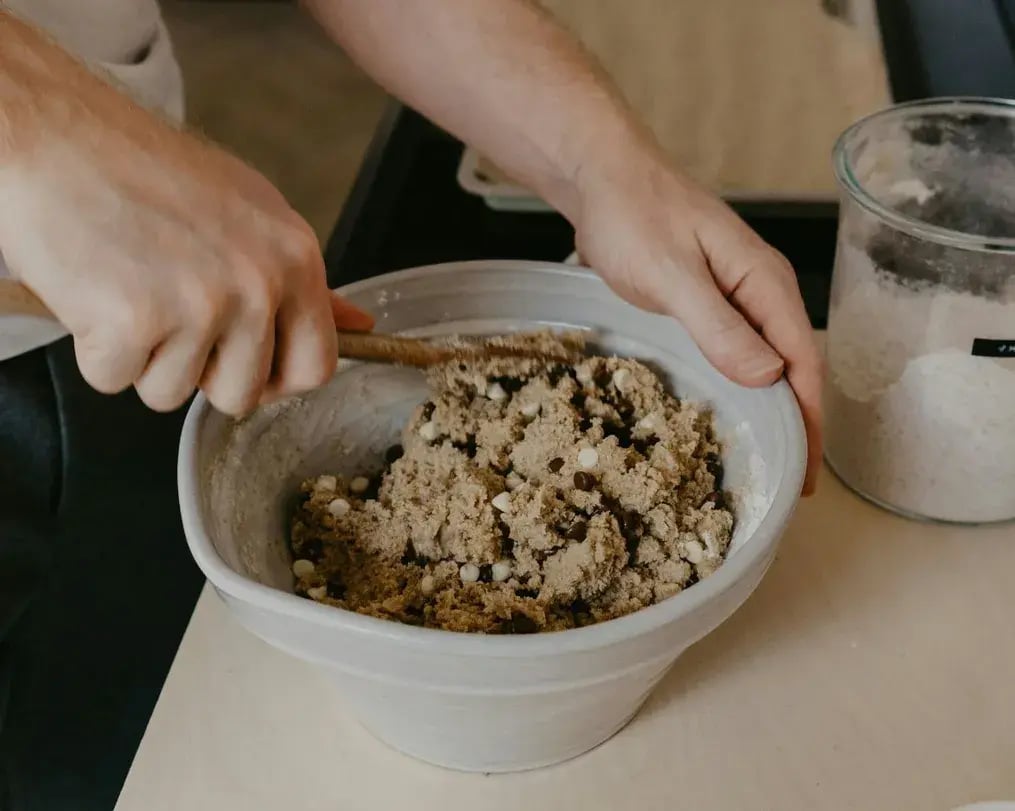 Cookie dough being made