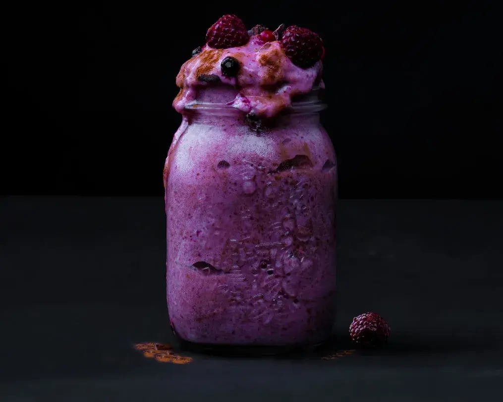 Litchi And Blueberry Ice Cream Shake