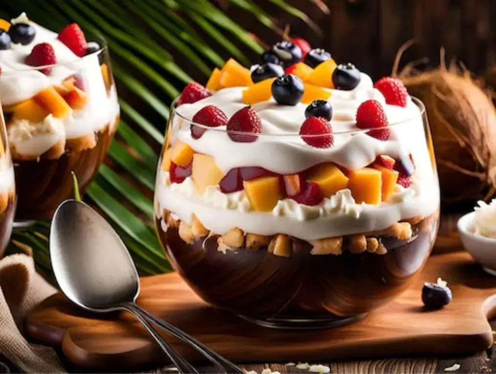 Chocolate-Coconut Pineapple Trifle
