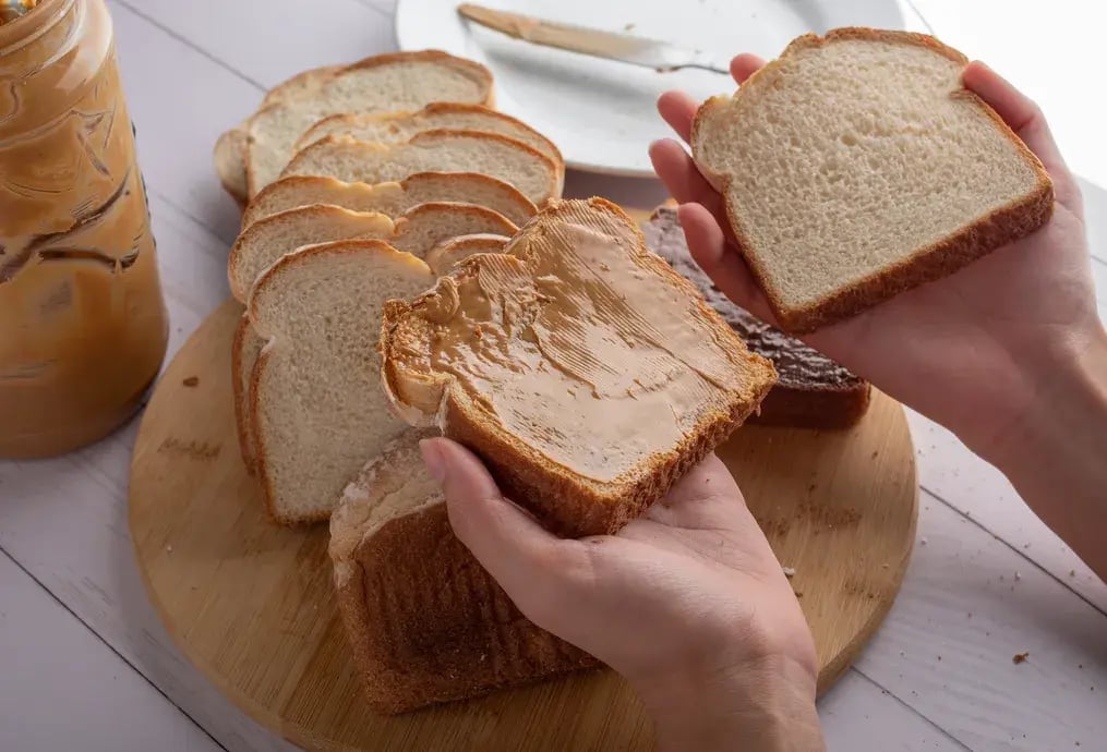 Peanut Butter Mousse and Banana on White Bread