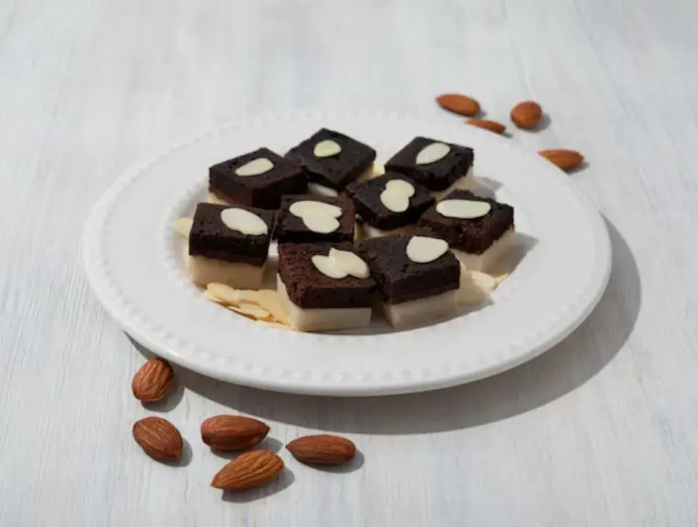 Chocolate & Almond Fudge (No Bake Barfi Style)