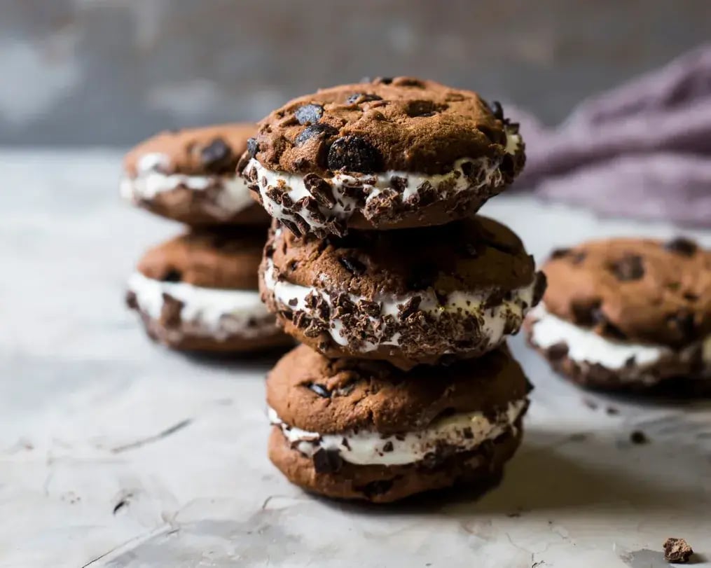 Pile Of Chocolate Oreo Ice Cream Sandwich
