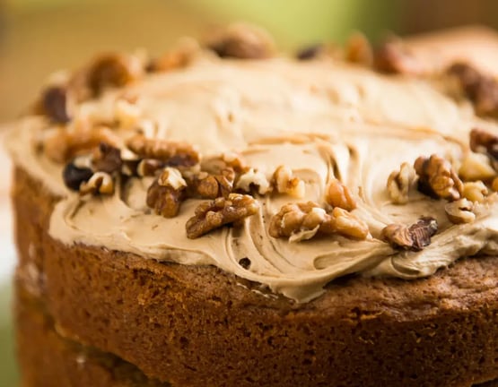 Chocolate orange zest frosting with hazelnuts
