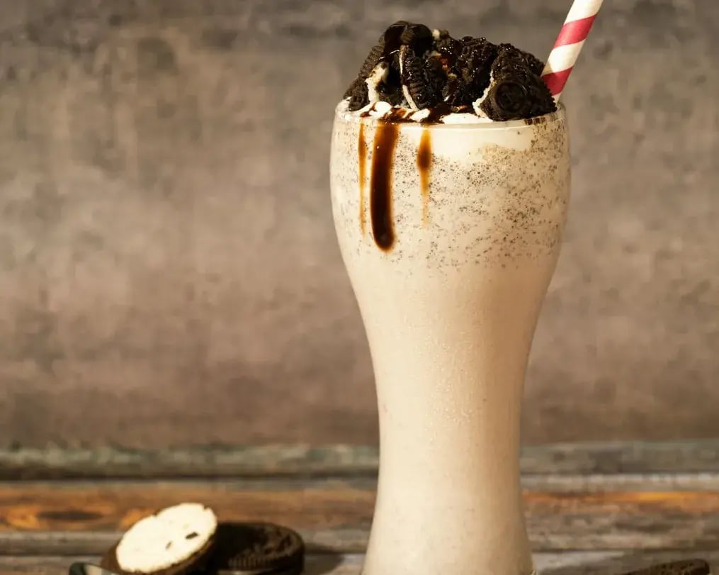 Oreos on top of milkshake