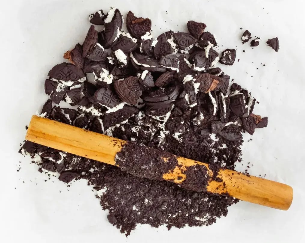 Oreos Being Crushed With A Rolling Pin