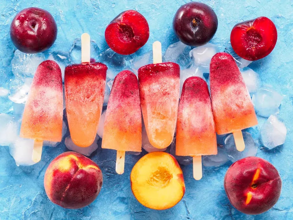 Mixed Berry Peach Yogurt Popsicles