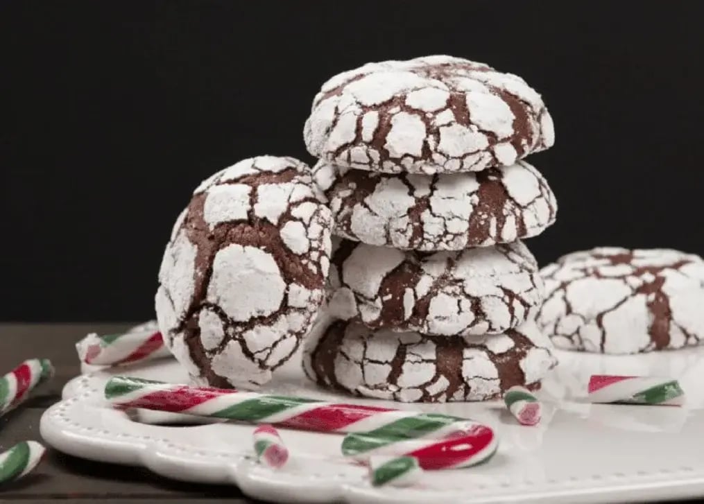 Candy Cane Chocolate Crinkle Cookies
