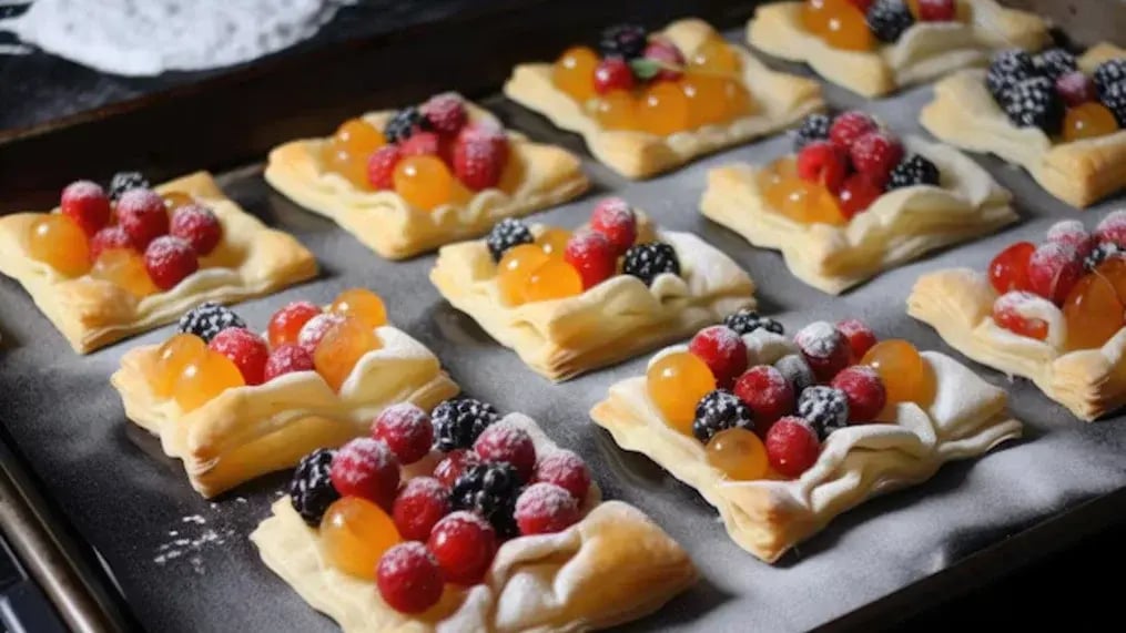 Kiwi And Vanilla Custard Puff Pastry Squares