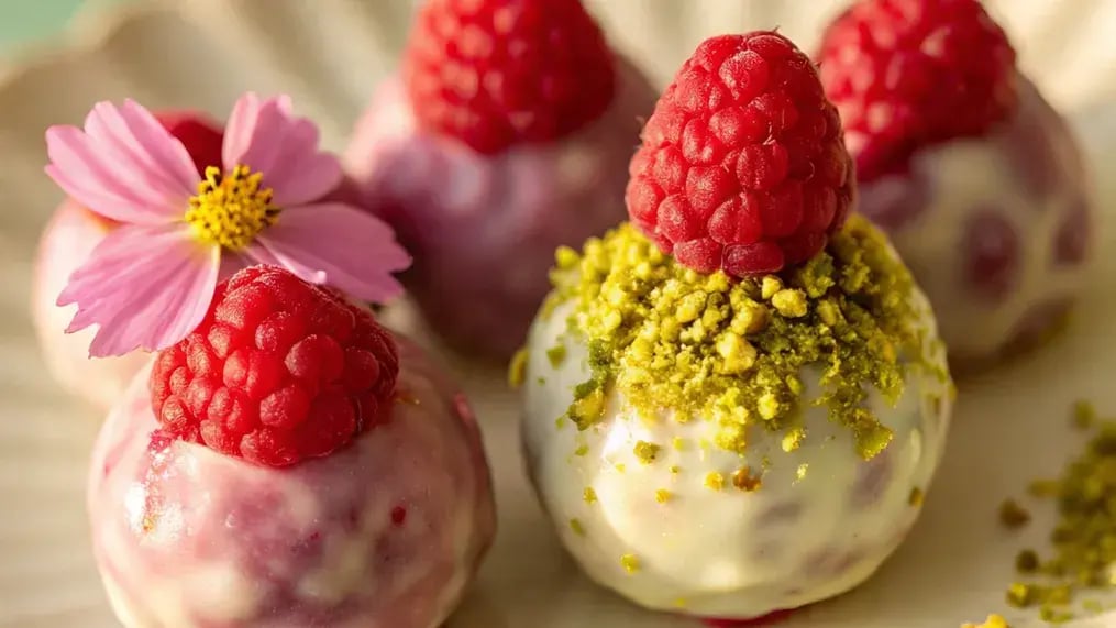 Raspberry Pistachio Truffles With Dark Chocolate Tips For Smooth Shells - Ingredients