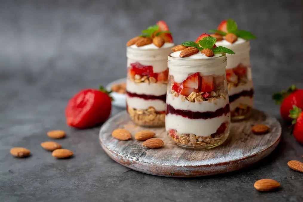 Honeyed Strawberry and Almond Yoghurt Parfait