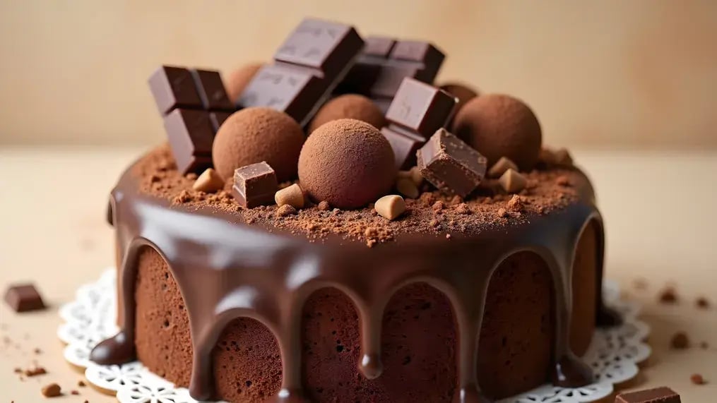 Recipe For Truffle Cake With Hazelnuts And Silk Center.