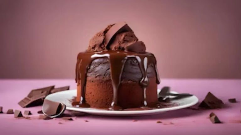 Feature Image - Chocolate cake with chocolate drip frosting and ice cream garnish 