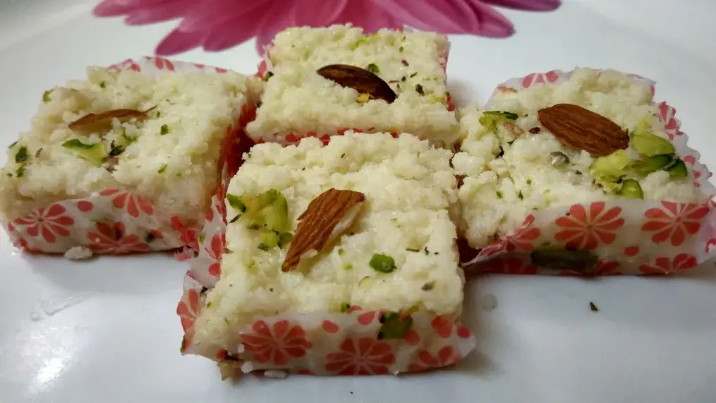 Soft Chocolate Coconut Kalakand Recipe