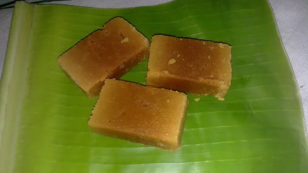 Mysore pak on banana leaf