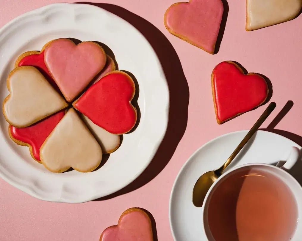 Heart Shaped Cookies with Tea