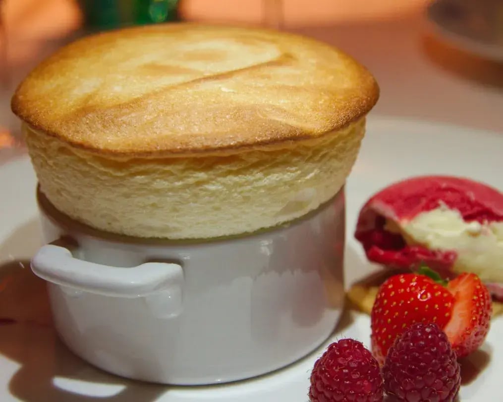 Freshly baked lemon souffle