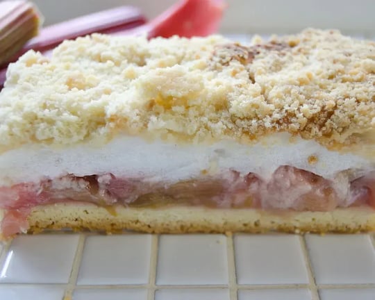 Closeup Of Strawberry Rhubarb Crumble Bar