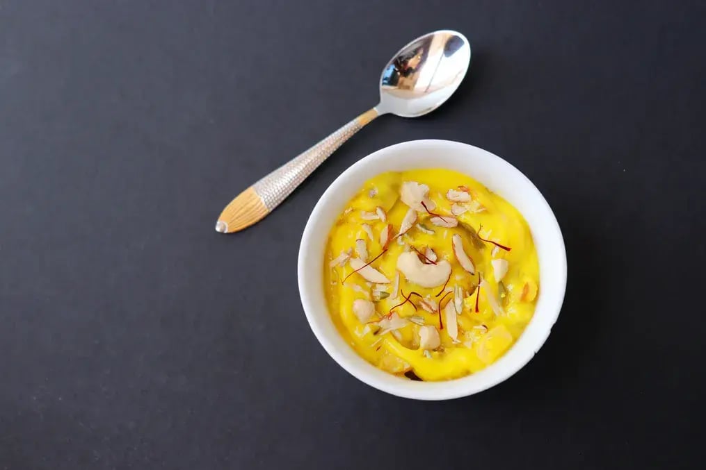 Step-by-Step Recipe for Mango Amrakhand to Celebrate Maharashtra Day - Add a Nut Garnish Just Before Serving
