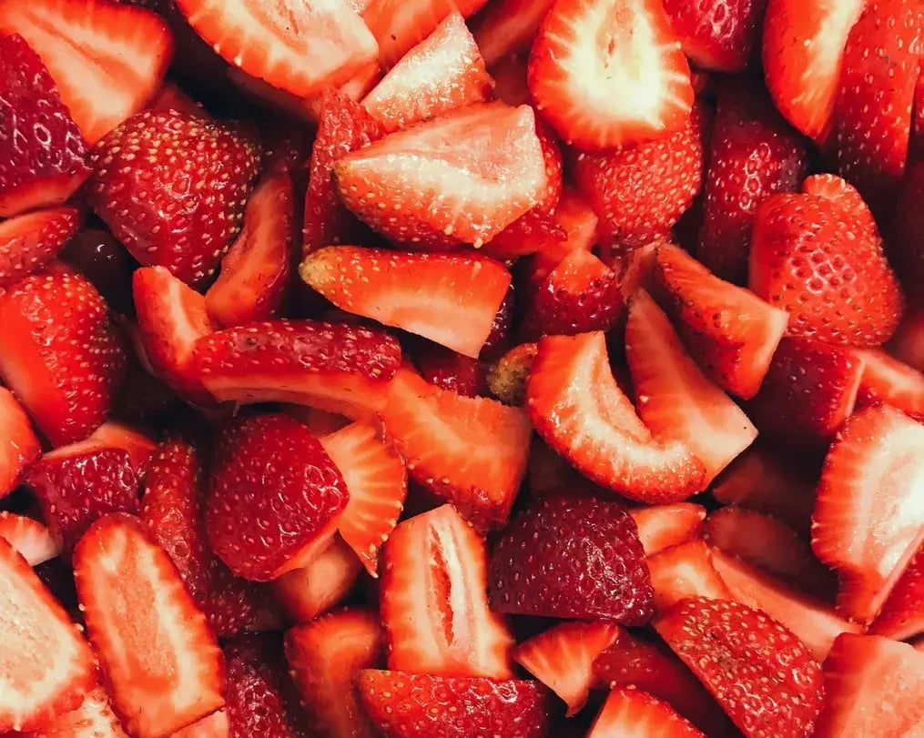 Strawberries for tres leches cake