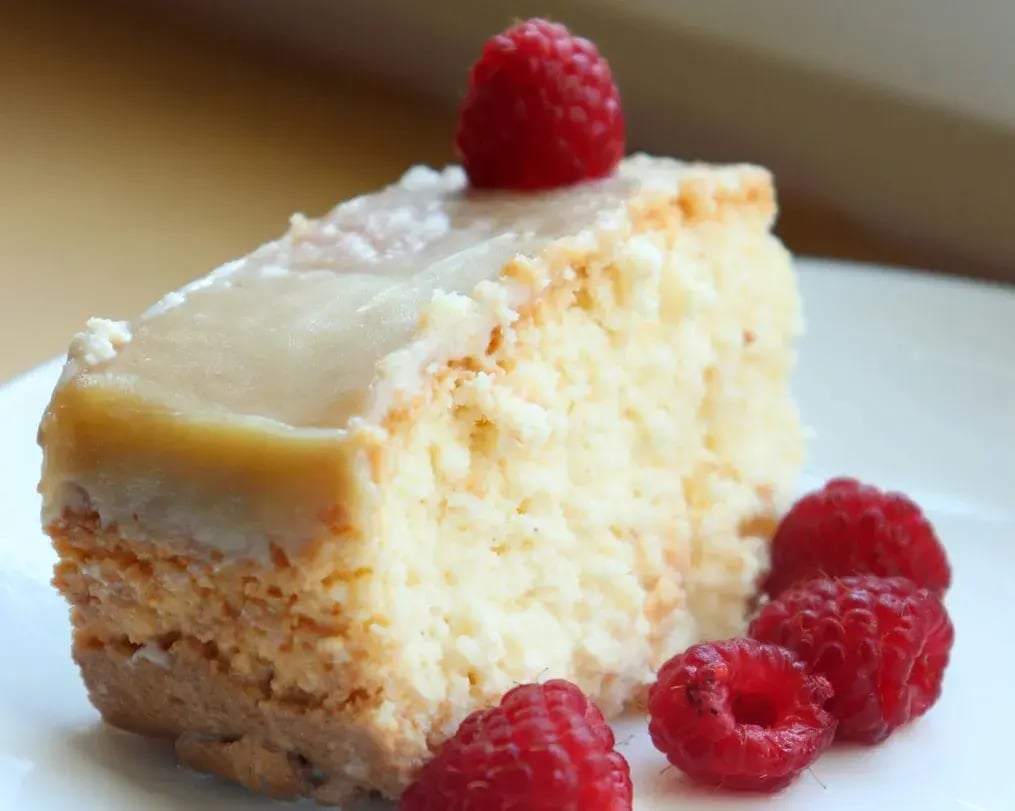 Tres leches cake with raspberries