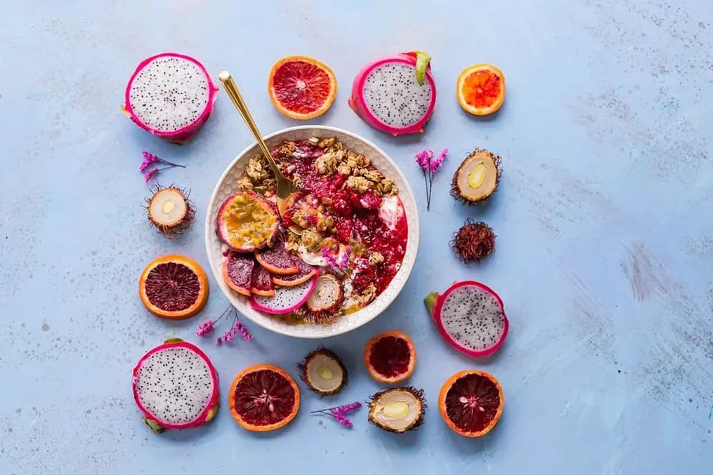 raspberry-peach-mango-smoothie-bowl