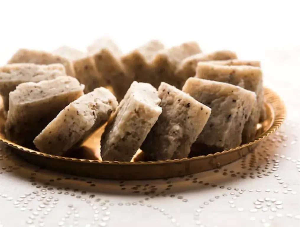 Temple Prasadam Sweets With Dairy Milk Chocolate: Sacred Flavors With A Modern Touch - Coconut Barfi with Chocolate Layer