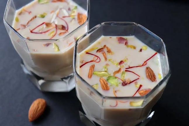 Thandai Mousse with Almond Flakes