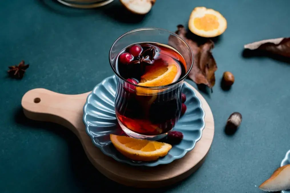 Blueberry Crumble with Mulled Wine