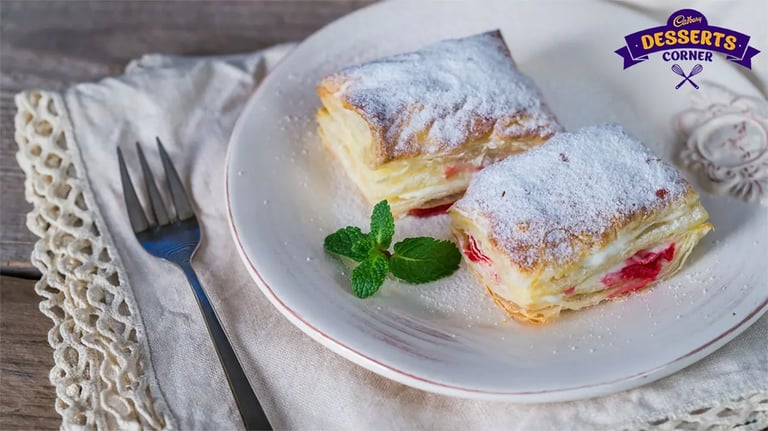 Feature Image - French Strawberry Jam Mille-Feuille With Icing Sugar