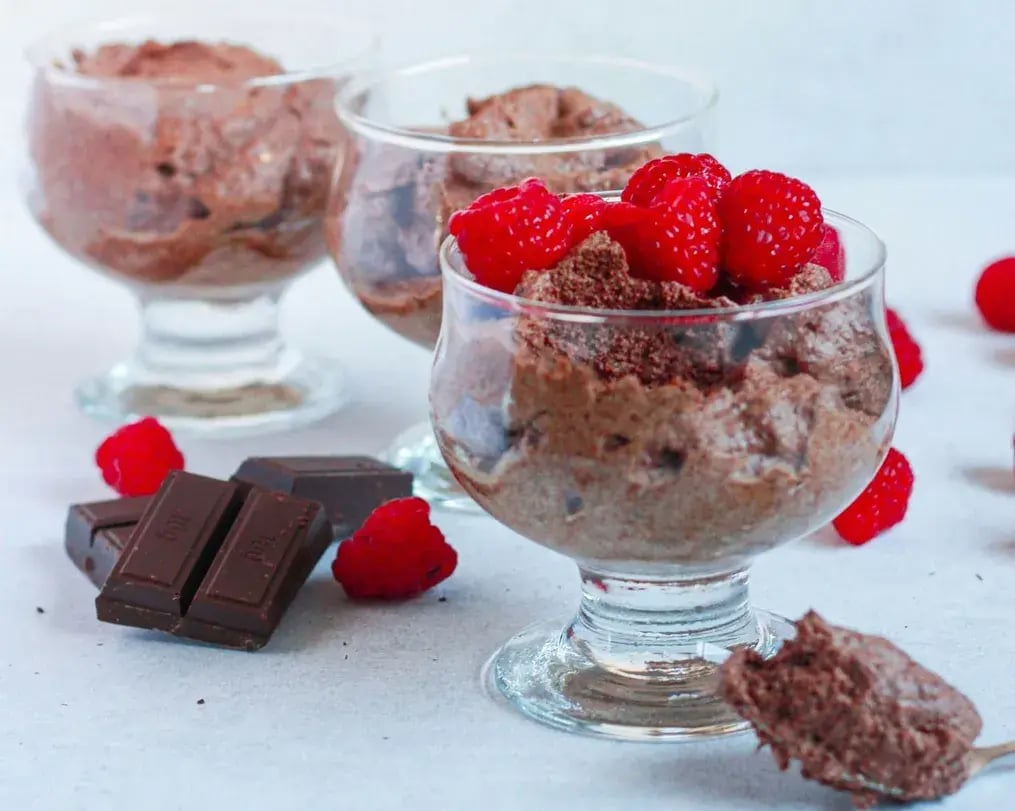 Raspberry Topped Chocolate Mousse