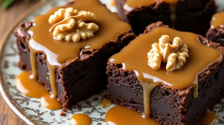 The Secret To Fudgy Walnut Brownies With Homemade Caramel Drizzle