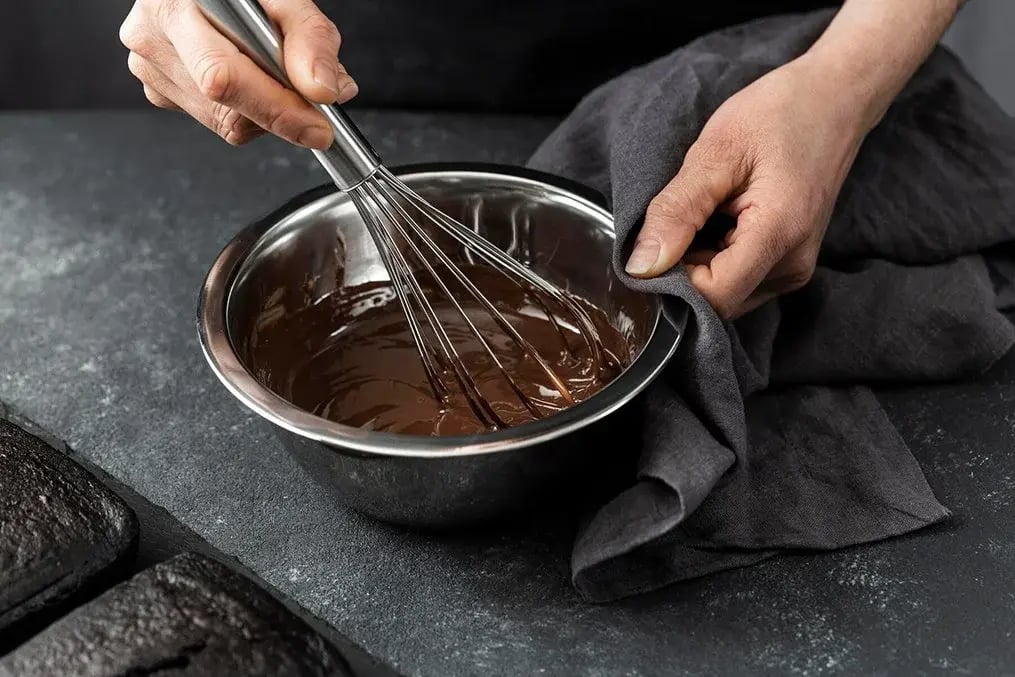 The Ultimate Dark Forest Chocolate Cake with a Dark Chocolate Biscuits Recipe! - Mixing Ingredients