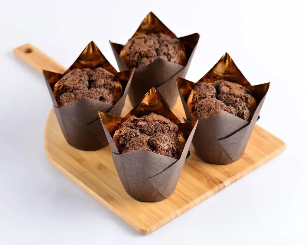 A batch of decorated muffins