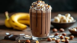 Thick Banana Chocolate Milkshake With Hazelnut Crunch: A Sim...