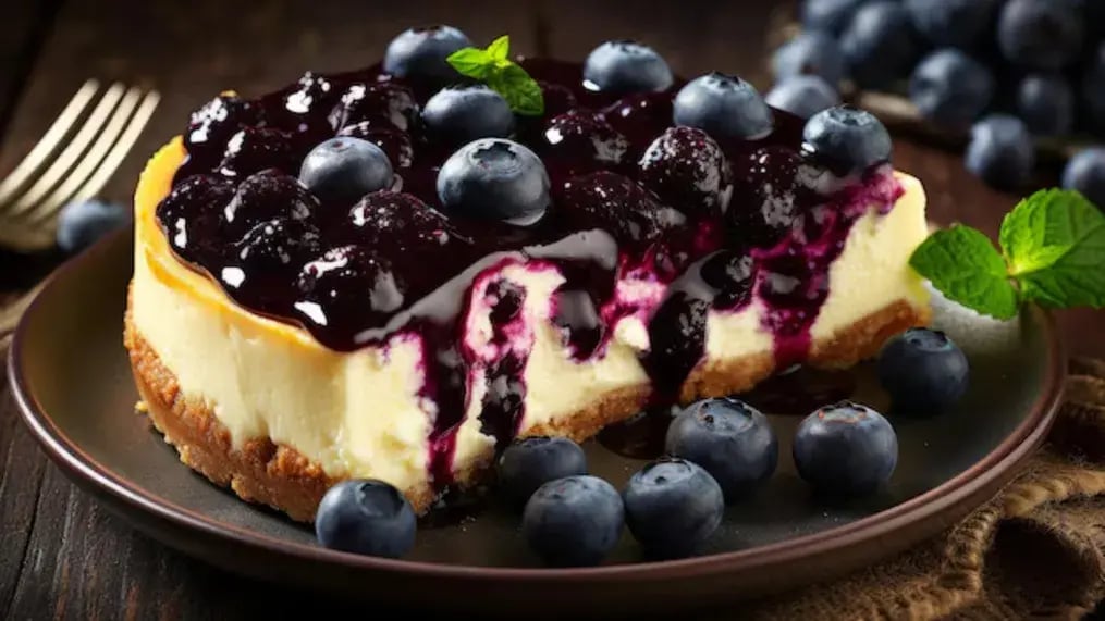 Baked Blueberry Cheesecake With Crumble Topping