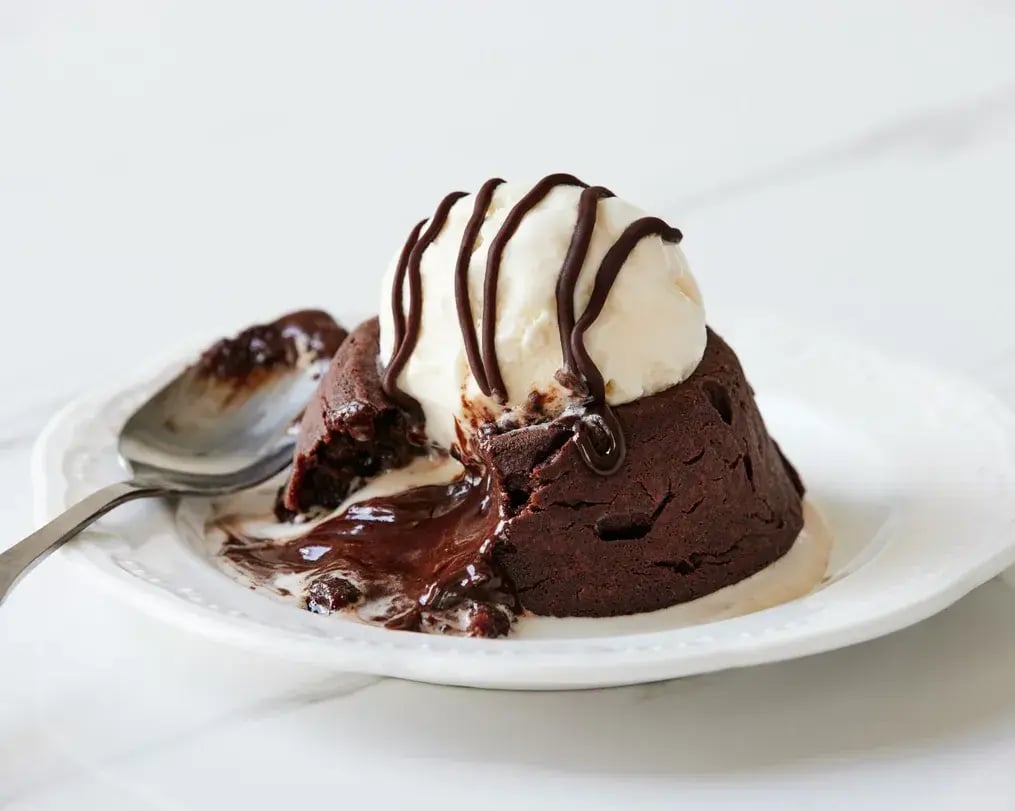 Chocolate Lava Cake With Molten Center And Ice Cream