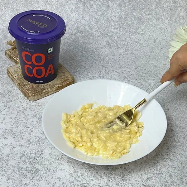 3 Ingredient Cocoa Banana Cupcake-Take a semi ripe banana