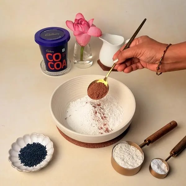 Achappam With Cadbury Cocoa Powder For Onam - Mixing Dry Ingredients
