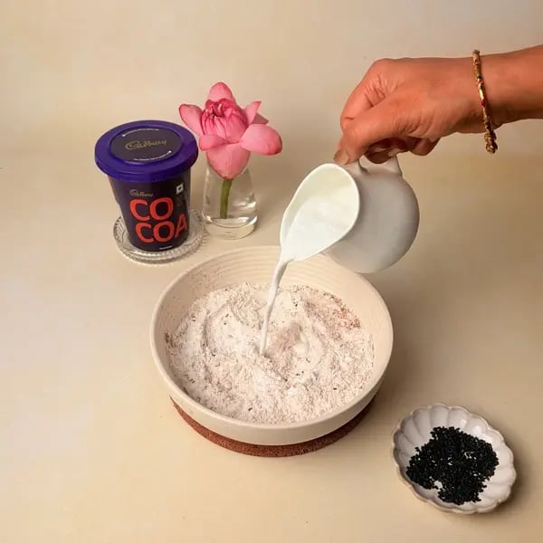 Achappam With Cadbury Cocoa Powder For Onam - Whisking Coconut Milk