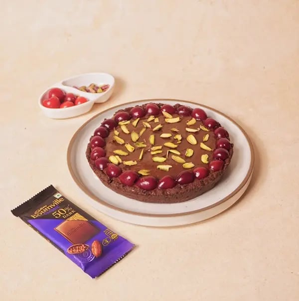 Avocado and Chocolate Bournville Tart with Nuts-Refrigerate for at least 4 hours