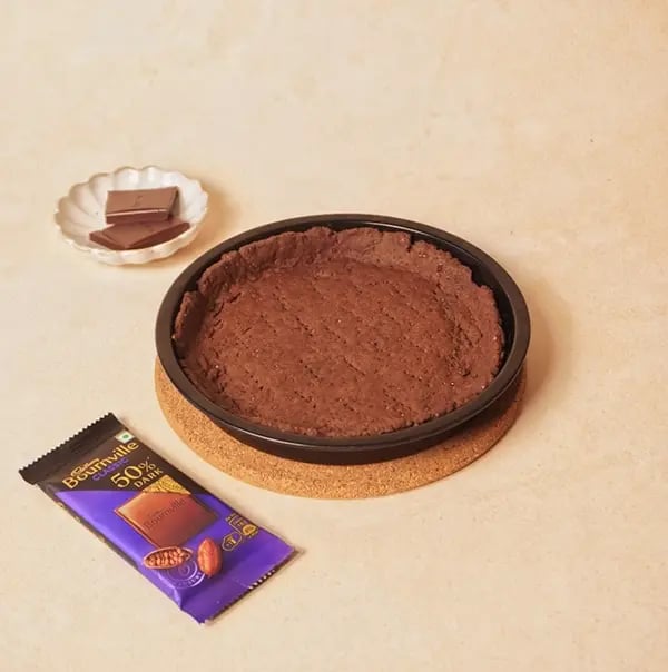 Avocado and Chocolate Bournville Tart with Nuts- After baking allow the tart to remain