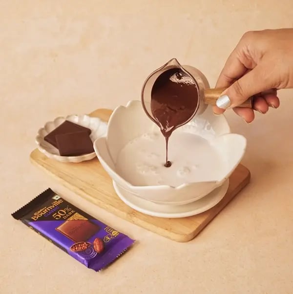 Avocado and Chocolate Bournville Tart with Nuts- Melt the Bournville chocolate