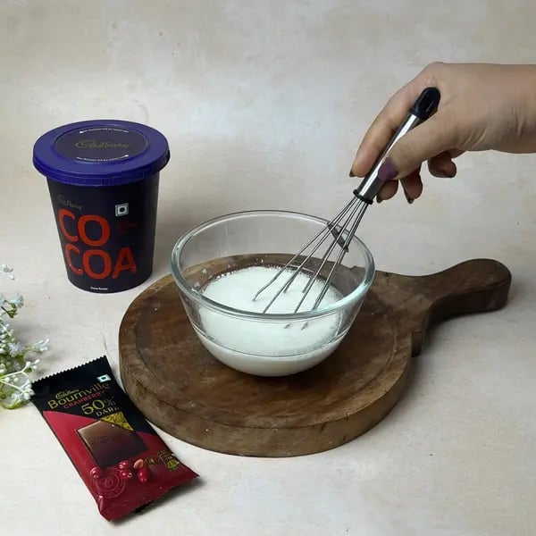 Bakery-Style Double Chocolate Bournville Cocoa Muffins - Mixing Batter Smooth