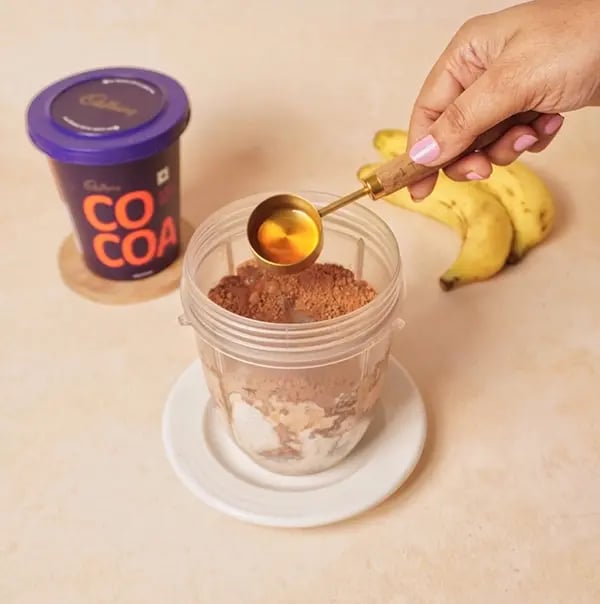 Banana and Chocolate Peanut Butter Smoothie-Drizzle in honey for natural sweetness