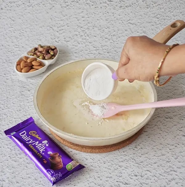 Basundi With Dry Fruits and Cadbury Dairy Milk Chocolate-Once the milk has reduced