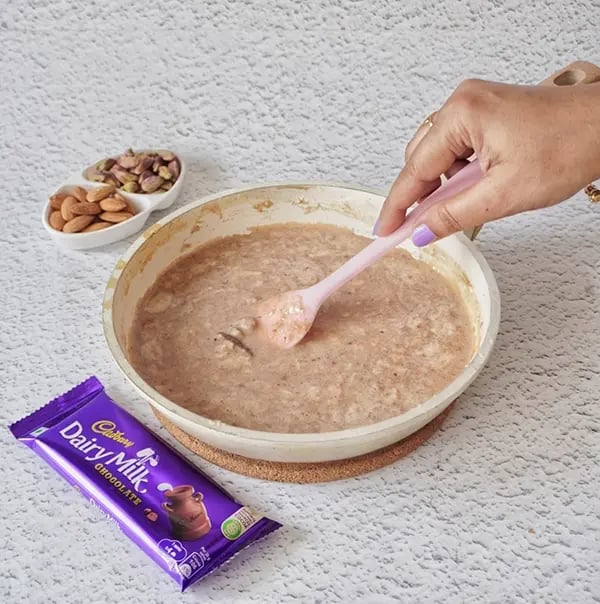 Basundi With Dry Fruits and Cadbury Dairy Milk Chocolate-Continue stirring