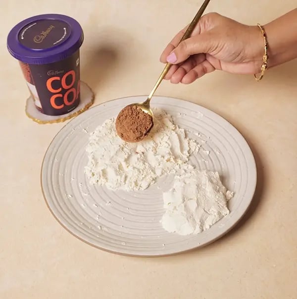 Bengali Rosogolla with Chocolate Twist-Divide the dough into two portions