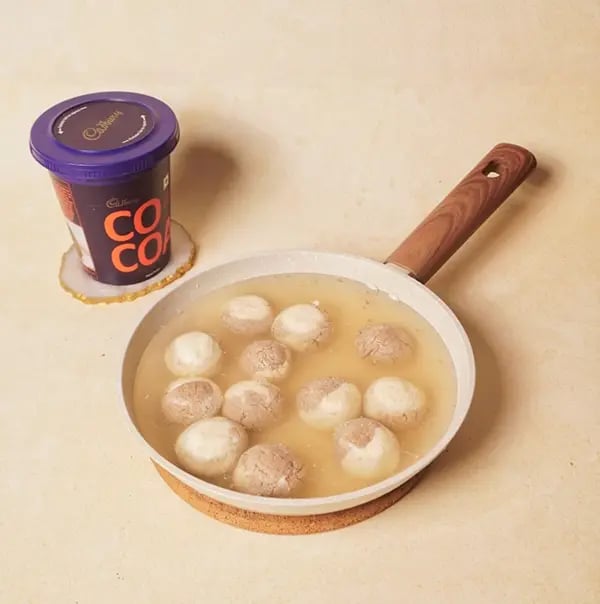 Bengali Rosogolla with Chocolate Twist-Cook until the rosogollas